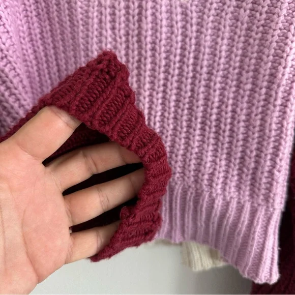 Wildfox Color Me Beverly Color Block V-neck Sweater Size: S - Picture 8 of 10